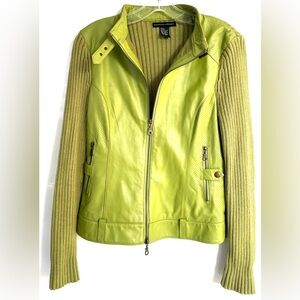Maurice Sasson Vintage Green Leather Sweater Jacket